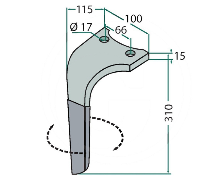 Ząb brony aktywnej prawy Rabe 310mm 84116203