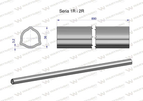 Rura wewnętrzna Seria 2R zewnętrzna Seria 1R do wału 1010 przegubowo-teleskopowego 36x3.2 mm 890 mm WARYŃSKI [WR2321890]