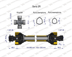 Wał przegubowo-teleskopowy 860-1200mm 270Nm 40250 CE seria 2R WARYŃSKI WA25-81