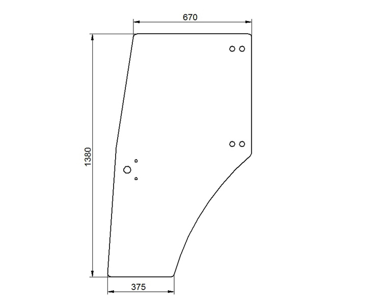 szyba do ciągnika Deutz-Fahr, Same - drzwi lewe bezbarwna 0.009.7700.0/40