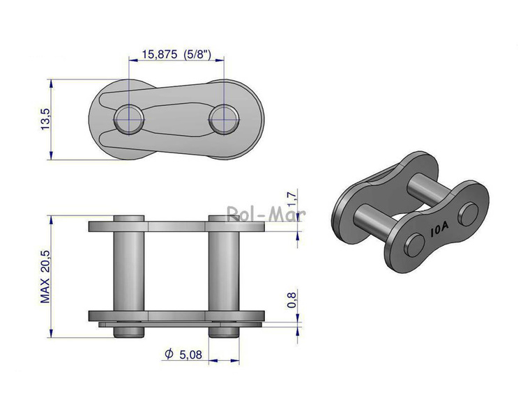 Zamek łańcucha 10B-1 (R1 5/8) Waryński