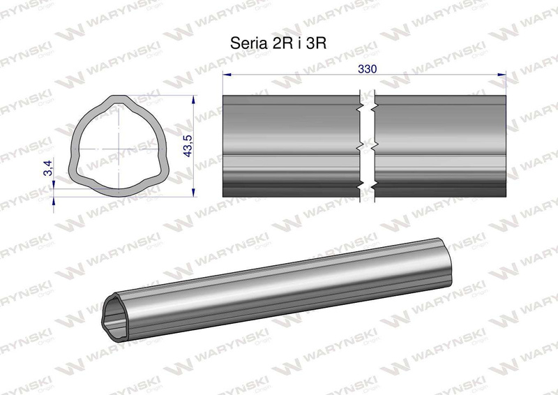 Rura zewnętrzna Seria 2R i 3R do wału 460 przegubowo-teleskopowego 43.5x3.4 mm 335 mm WARYŃSKI [WR2322355]