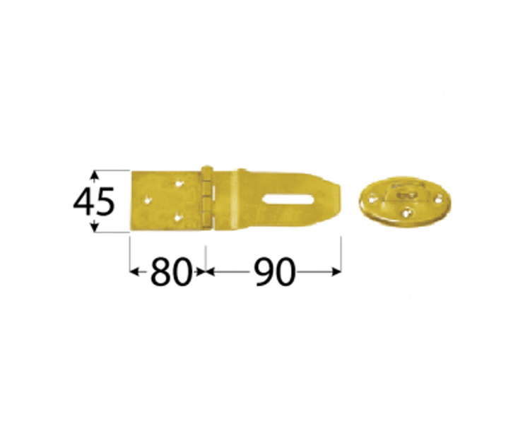 Zawias z zamknięciem prosty 90x80x45 do furtek na kłódkę domax
