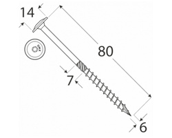 Wkręt ciesielski z łbem talerzowym 6x80 Domax DMX 5 szt.