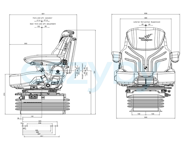 Siedzenie do ciągnika komfortowe 12V amortyzowane pneumatycznie GRAMMER MAXIMO Dynamic 1288545