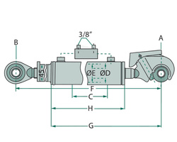 Łącznik górny z hakiem zaczepowym i głowicą kulową 585-825mm kat. 2-2