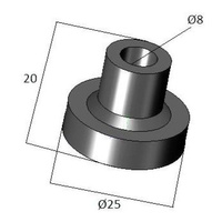 plastikowa tulejka dystansowa do szyby ciągnika, koparki 25x8mm wysokość 20mm