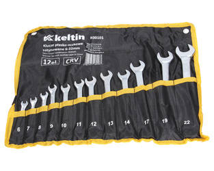 Klucze płasko-oczkowe satynowane 6-22mm 12el. CRV Keltin