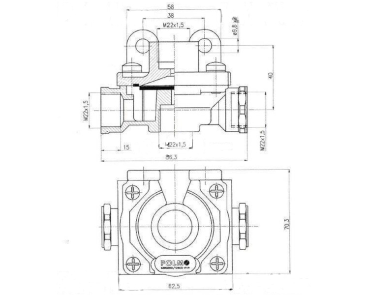 Zawór szybkiego odpowietrzania 6415010 22x1.5 MF-3 POLMO