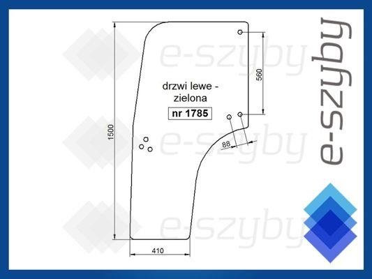 szyba New Holland T4000 TN-D TN-S TN-DA TN-SA, Case 1060-1075C, Quantum, Steyr Kompakt - drzwi lewe wersja 2 (1785)