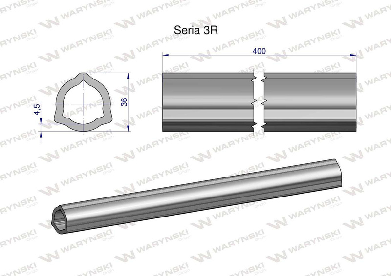 Rura wewnętrzna Seria 3R do wału 560 przegubowo-teleskopowego 36x4.5 mm 405 mm WARYŃSKI [WR2323405]