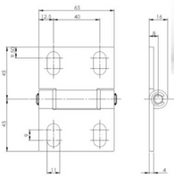 zawias ciągnika, koparki metalowy uniwersalny 65x90mm