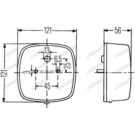 lampa tylna z oświetleniem rejestracji 121x121mm Hella