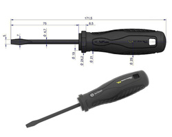 Wkrętak płaski 5 x 75 mm. stal SVCM. Waryński