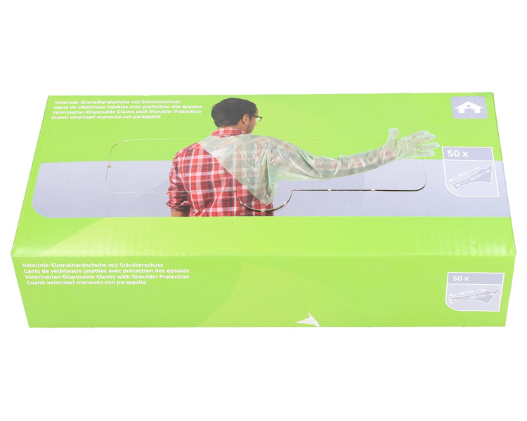 Rękawice ochronne weterynaryjne z ochraniaczem ramienia, 120 cm 50 szt. KERBL