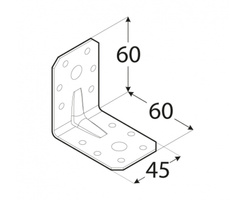 Kątownik łącznik z przetłoczeniem 60x60x45x2,0 dmx