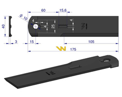 Nóż stały rozdrabniacz słomy sieczkarnia 175x40x3mm otwór 10 1322233C2 525115 Dronningborg Case MF WARYŃSKI