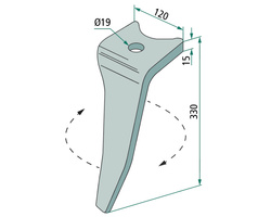 Ząb brony aktywnej prawy Amazone 330mm 180RH-AMA-07R