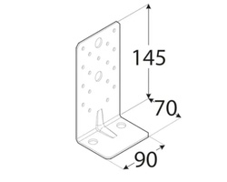 Kątownik łącznik z przetłoczeniem 128,5x128,5x45x2,5 dmx