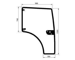 szyba do ciągnika Deutz-Fahr, Lamborghini, Same - drzwi prawe 0.014.2297.0/10 (1141)