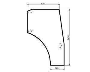 szyba do ciągnika Deutz-Fahr, Lamborghini, MF, Same - drzwi prawe koła 24-28" bezbarwna 0.010.7076.0/10 (2325)