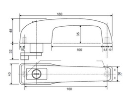 klamka drzwi ciągnika, koparki z kluczykiem prawa 160mm