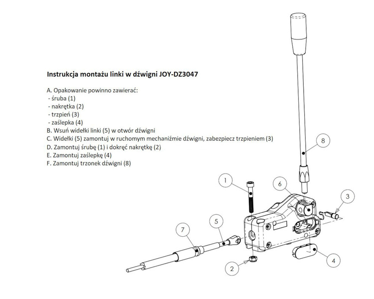 Dźwignia do sterowania rozdzielaczem hydraulicznym na linki widełki 3047