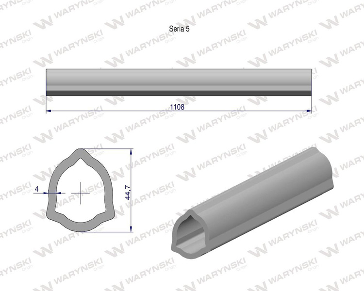 Rura wewnętrzna wał przegubowo-teleskopowy Seria 5 długość 1108mm do wału 1290 Waryński