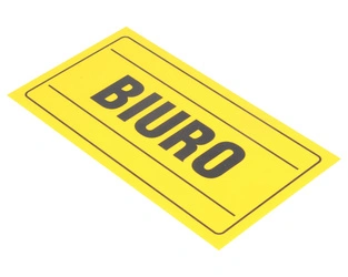 Tablica ostrzegawcza plastikowa żółta BIURO 12x22 cm