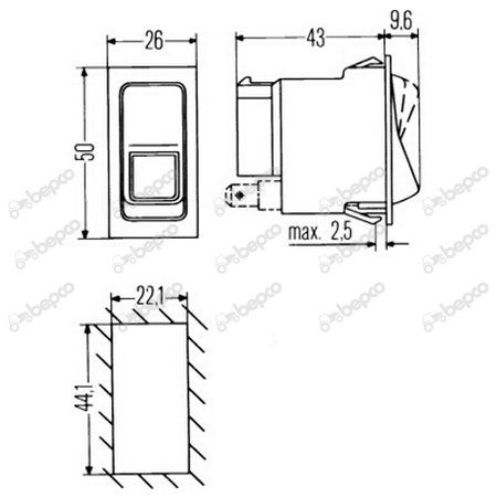 włącznik, przełącznik 42x22mm 3 położenia 3 PIN 22238272