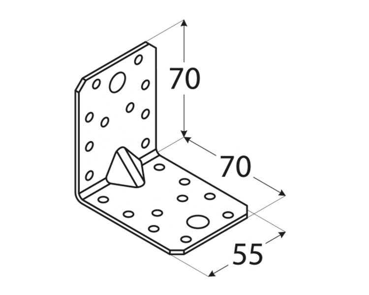 Kątownik łącznik z przetłoczeniem 70x70x55x1,5 dmx