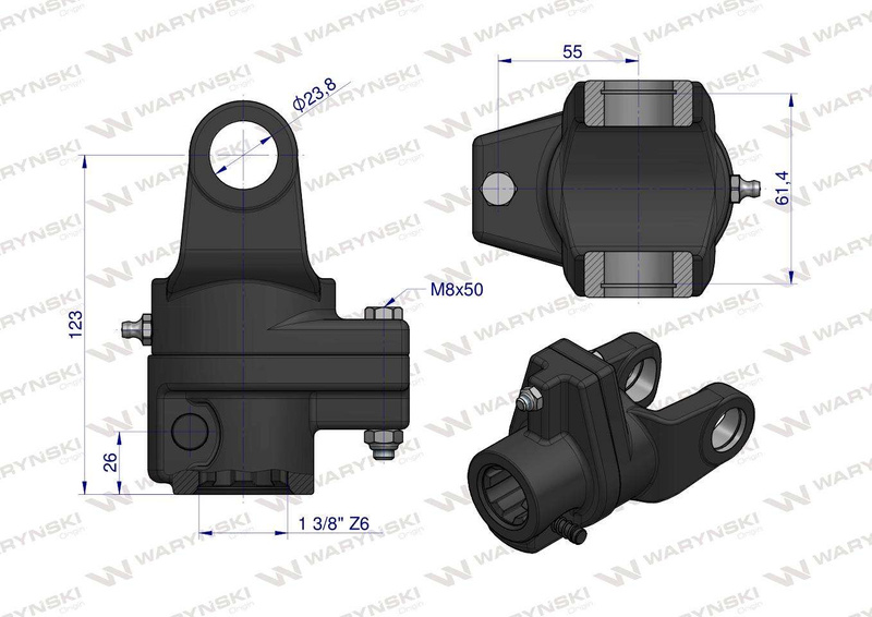 Sprzęgło na kołek wału Seria 2R 650Nm - 1 3/8 Z6 WARYŃSKI