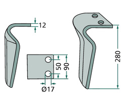 Ząb brony aktywnej prawy Pöttinger / Landsberg 280mm