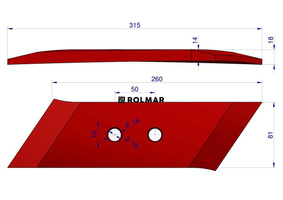 Dłuto prawe Pottinger 930201250 Vulcan 