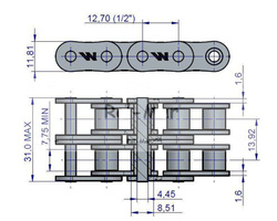 Łańcuch rolkowy 08B-2 (R2 1/2) 5 m Waryński