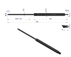 siłownik amortyzator gazowy A=230 B=120 F=300N skok 90, POLMO AL28649