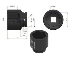 Nasadka udarowa sześciokątna 3/4" 52 mm Waryński