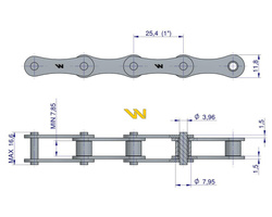 Łańcuch rolkowy 2040 208A (R1 1) 5 m Waryński