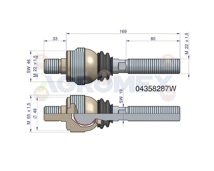 Przegub kierowniczy 04358287 Deutz-Fahr WARYŃSKI