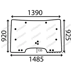 szyba przednia otwierana Claas, Renault Ares 6005028928, 7700048128 (1358)