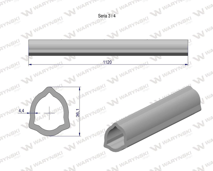 Rura wewnętrzna wał Seria 3 i 4 dł. 1120mm do wału 1290 Waryński