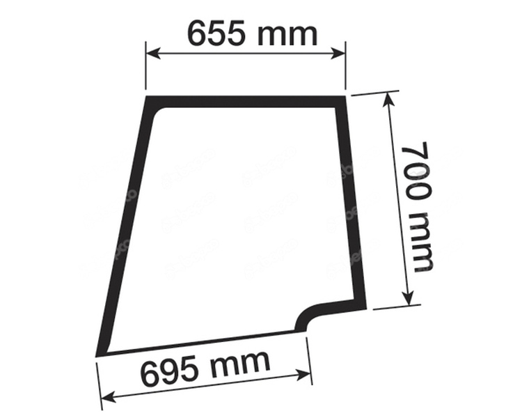 szyba New Holland TD, Case JX - drzwi górna lewa z nadrukiem 5089550 (1472/2)