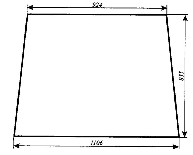 szyba do ciągnika C-330, T25 kabina Smolniki (POM) - tylna (137a)