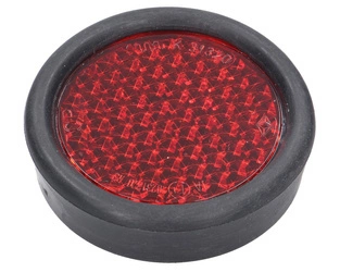 odblask czerwony okrągły przykręcany z gumową osłoną 65mm
