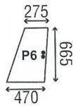 szyba do ciągnika Renault serie F, V i LB - drzwi górna tylna 6005001086