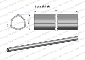 Rura zewnętrzna Seria 2R i 3R do wału 1010 przegubowo-teleskopowego 43.5x3.4 mm 885 mm WARYŃSKI [WR2322885]