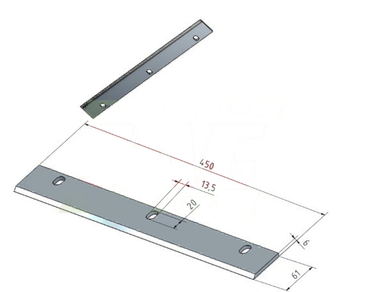 Nóż walca zrywacza sieczkarni MWS Germany 450x61x6 mm 03201900