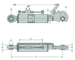 Łącznik górny z hakiem zaczepowym i przegubem kulowym 352-447mm kat. 1-1