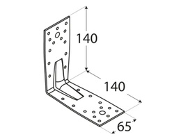 Kątownik łącznik z przetłoczeniem 140x140x65x2,5 czarny dmx