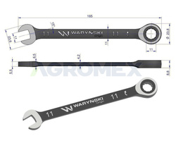 Klucz płasko-oczkowy 11 mm z grzechotką 72 zęby Waryński